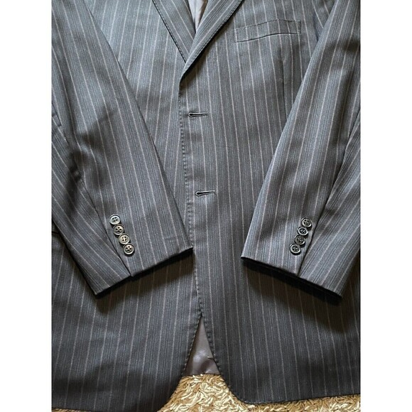 ERMENEGILDO Zegna Suit Size 54R 44R US Gray Maroon White Pinstripes 100%… - Picture 12 of 16
